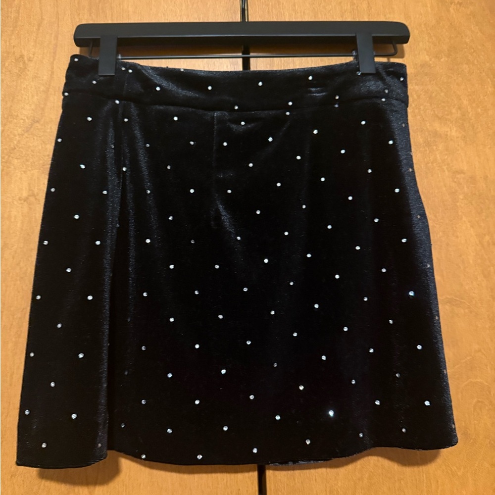 Nanette Lepore Black Velvet A-Line Skirt with Crystal Dots